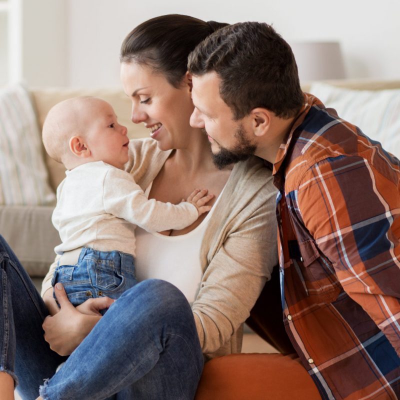 happy family with baby at home